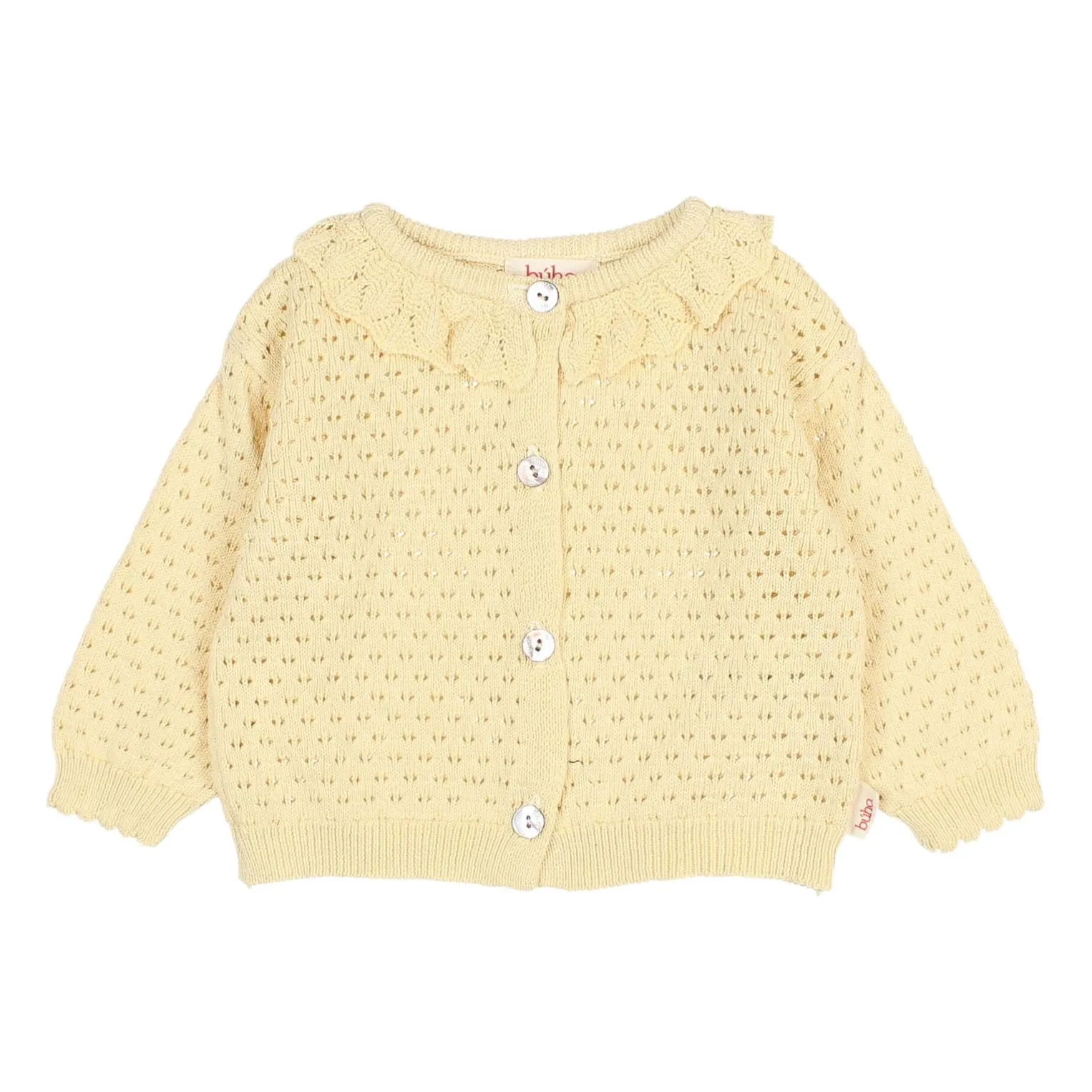 Búho Yellow Cardigan Pointelle Boho Coton Bio