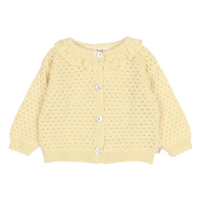 Chaqueta Pointelle Boho de algodón orgánico | Amarillo