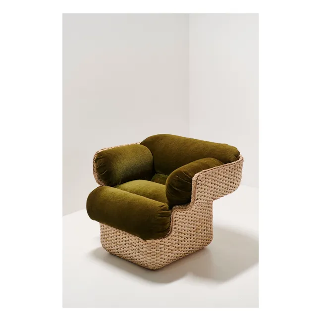 Fauteuil Lounge Basket, Joe Colombo | Vert kaki