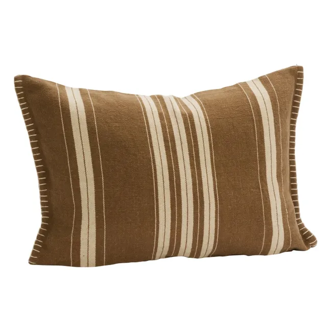 Housse de coussin rayée | Marron