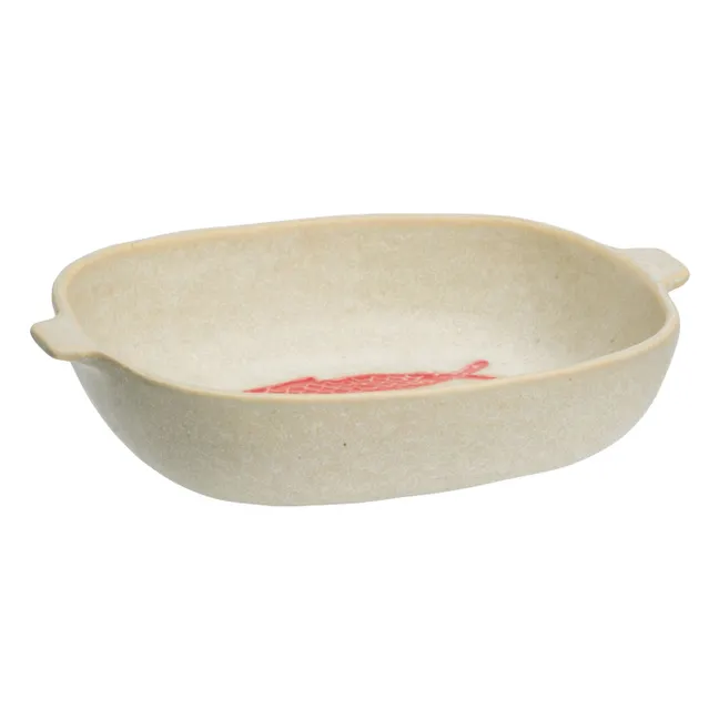 Plat à four en grès poisson | Beige