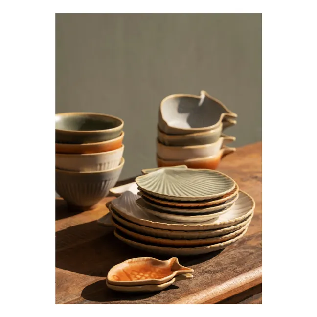 Vide poche en grès coquillage | Beige