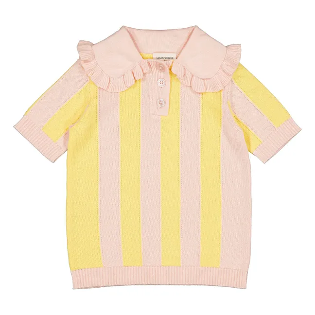 Paule Striped Mesh T-shirt | Yellow