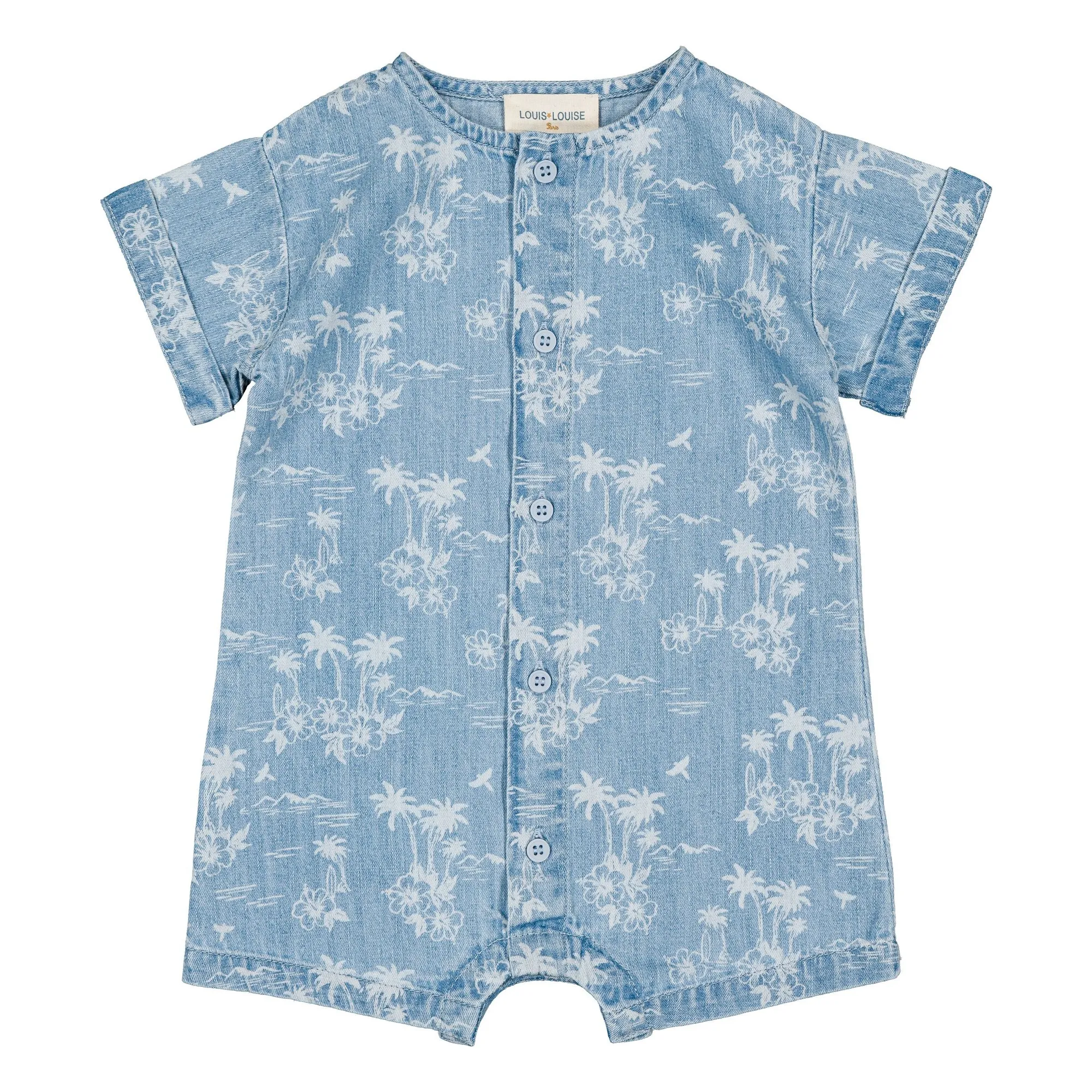 Louis Louise Light Blue Hawaiian Denim Playsuit