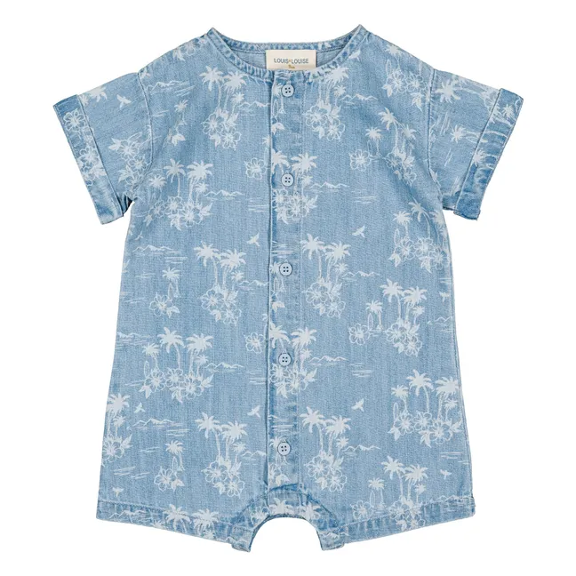 Hawaiian Denim Playsuit | Light Blue