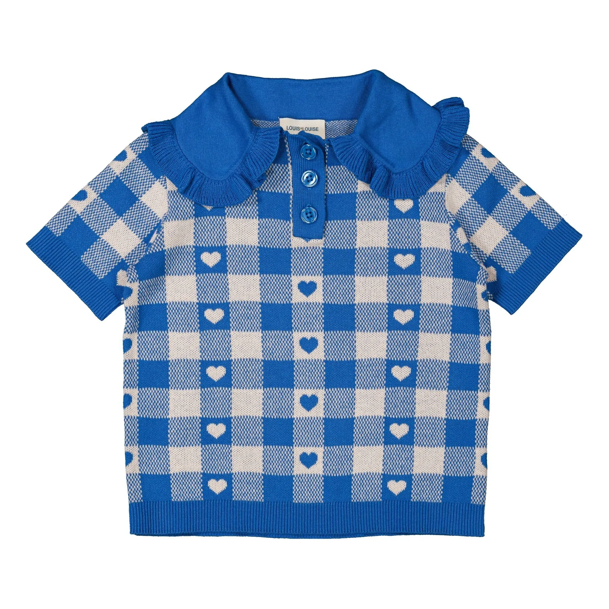 Louis Louise Royal Blue Paule Carreaux Maille T-Shirt