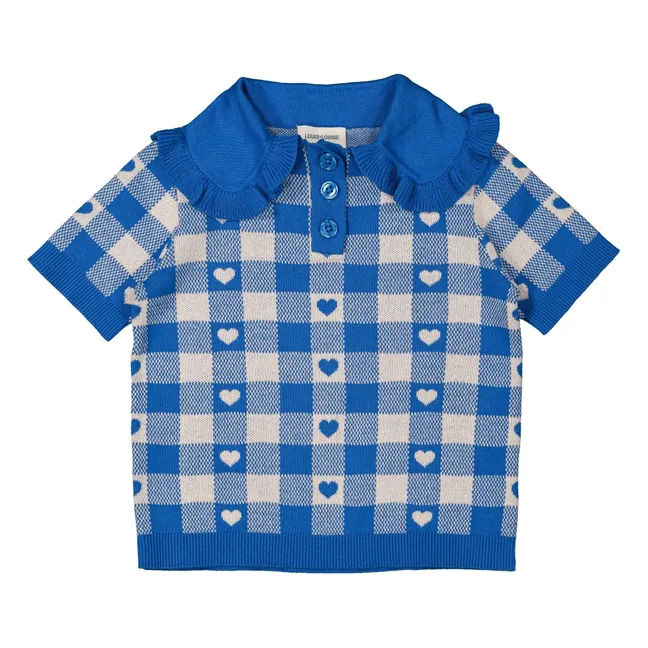 T-shirt Paule Carreaux Maille | Bleu roi