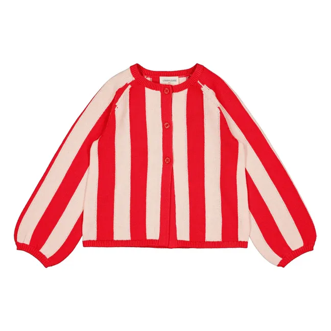 Striped Gulsah Cardigan | Red