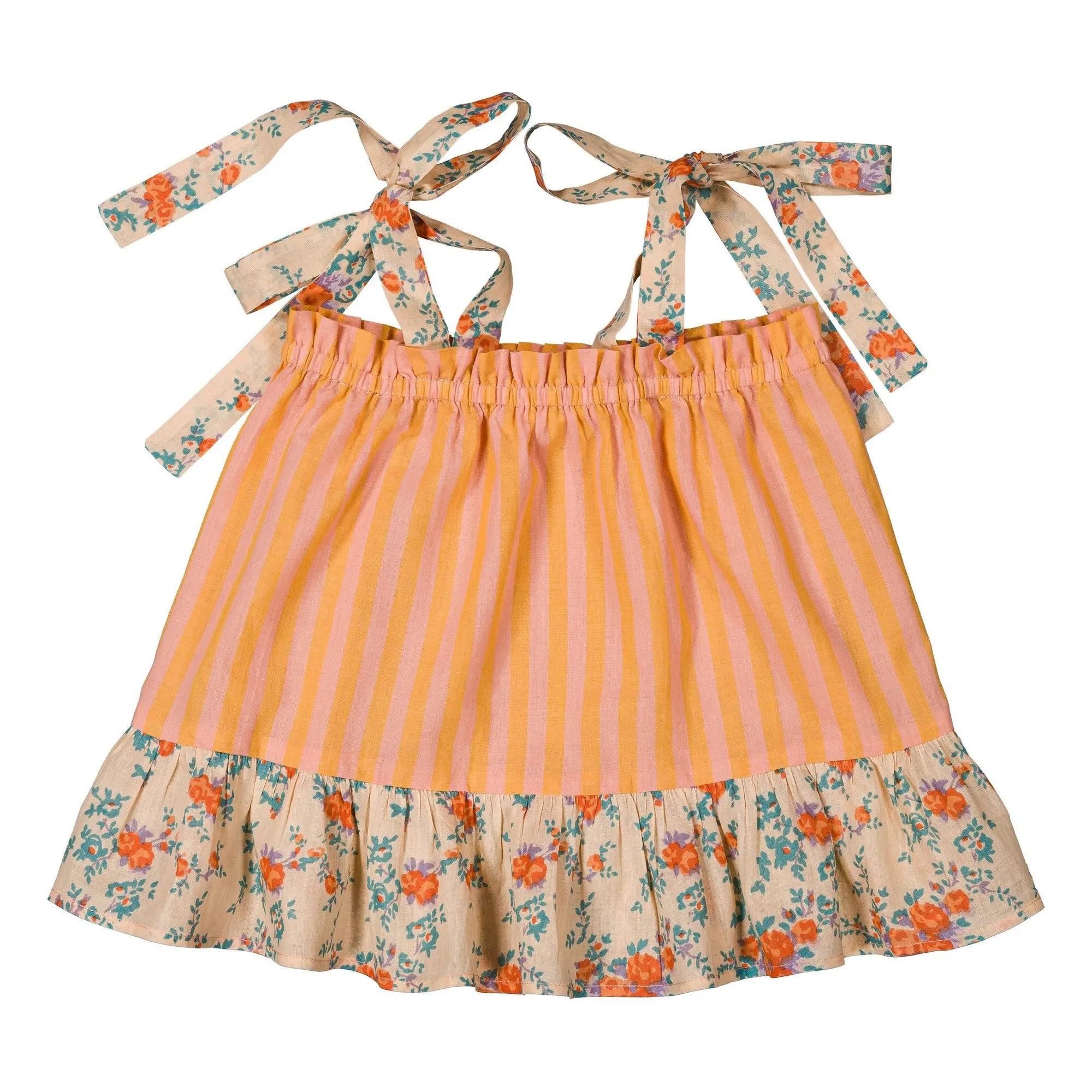 Louis Louise Orange Zoya Striped Floral Top