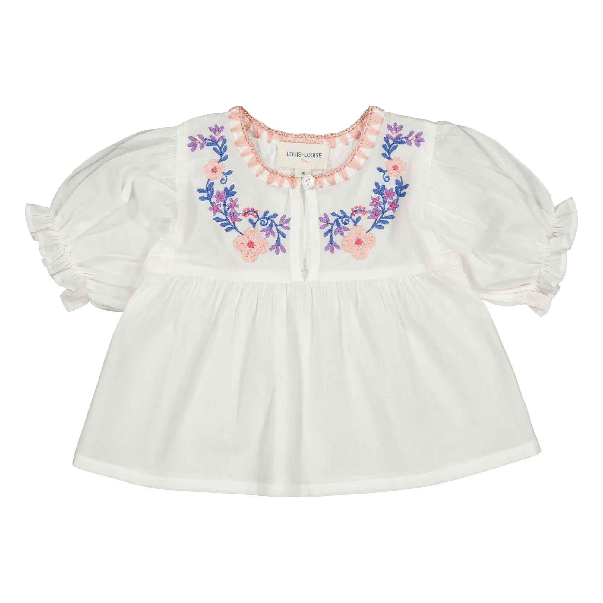 Louis Louise White Pooni Embroidered Blouse