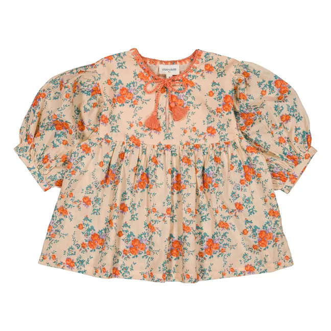Blouse Poonam Fleurie | Beige rosé