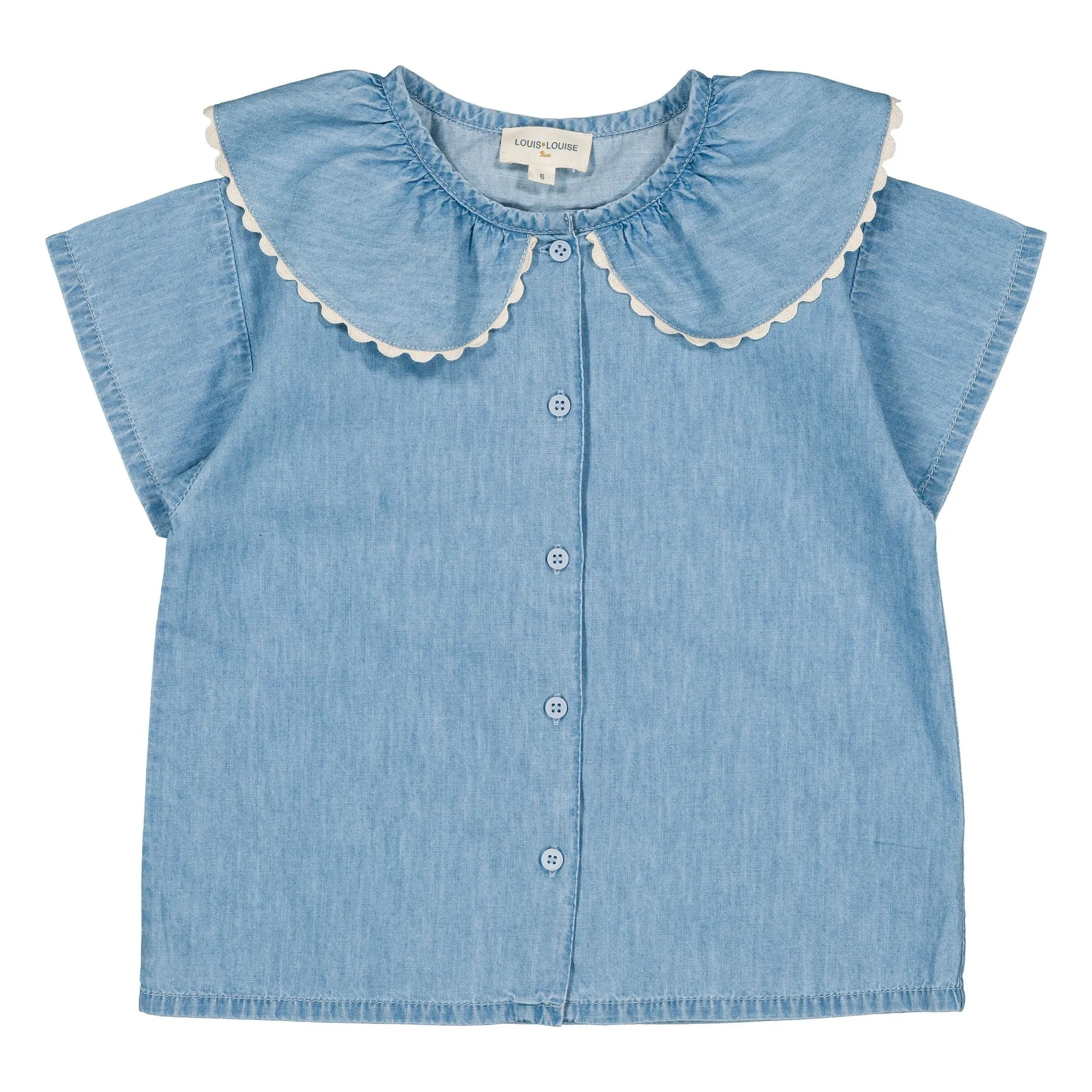 Louis Louise Light Blue Blouse Feston May Chambray