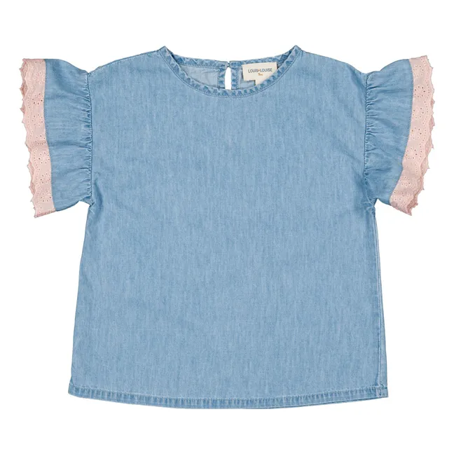 T-shirt Dentelle Loli Chambray | Bleu Clair