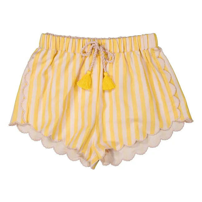 Kalea Striped Festoon Shorts | Yellow