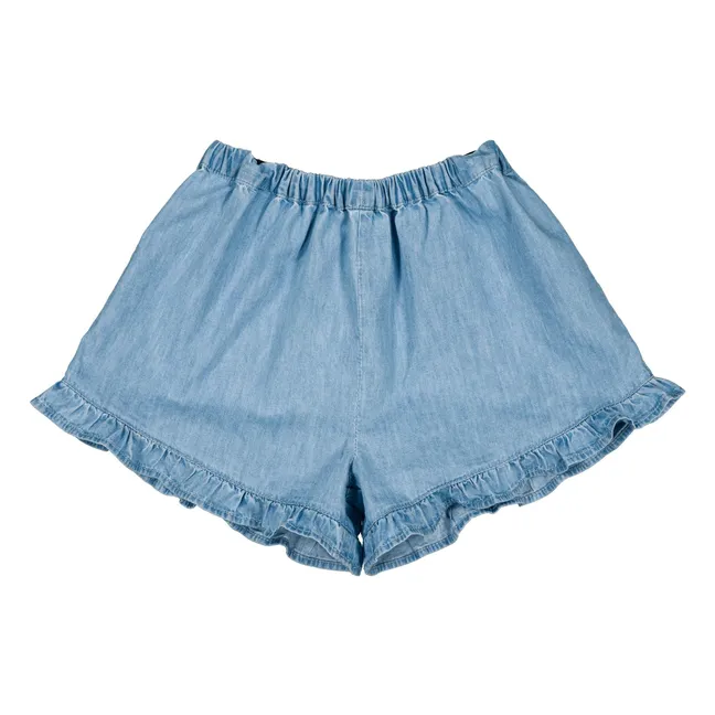 Short Volants Joséphine Chambray | Bleu Clair