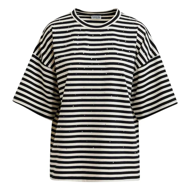 T-shirt Rayures Strass Joste | Blanc