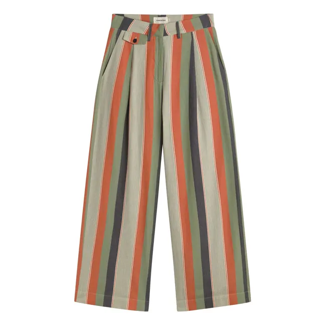 Pantalon Rayures Pat Coton Bio | Orange