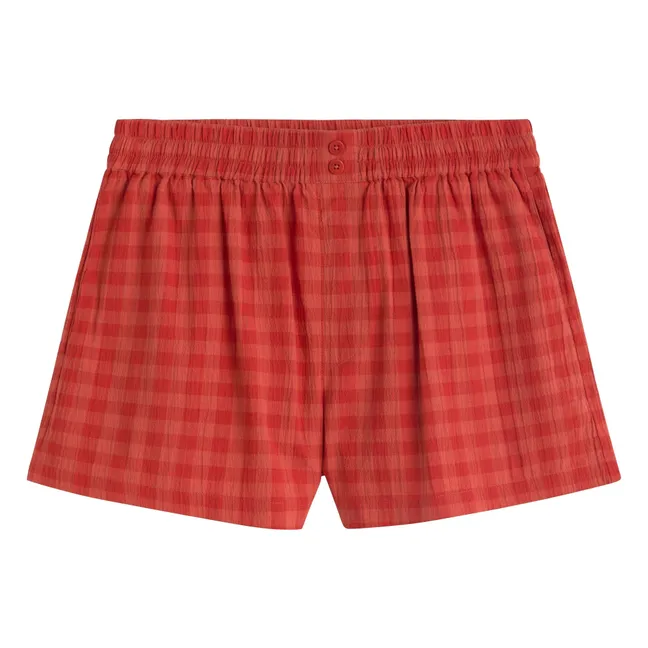 Geraldine Organic Cotton Checkered Shorts | Red