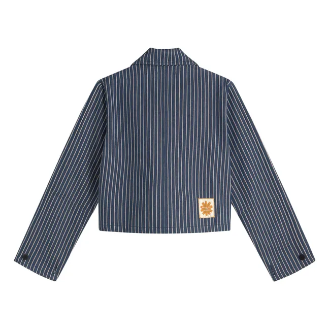 Astrid Stripes Organic Cotton Jacket | Grey blue