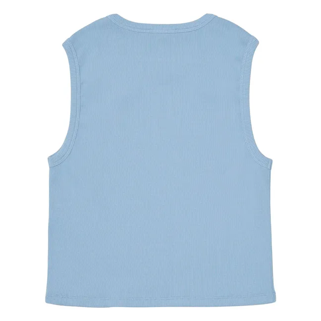 Camiseta de tirantes acanalada Algodón orgánico | Azul Cielo
