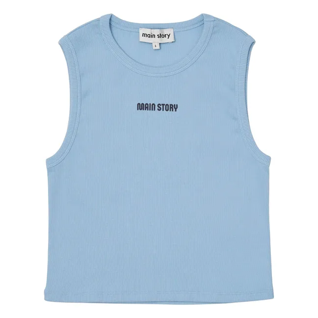 Camiseta de tirantes acanalada Algodón orgánico | Azul Cielo