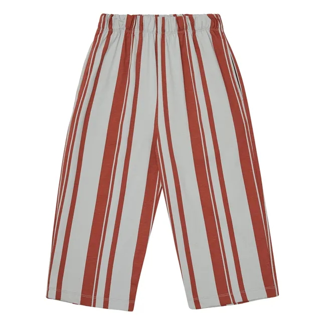 Organic cotton striped jersey pants | Red