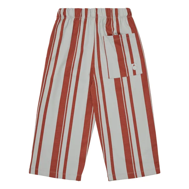 Organic cotton striped jersey pants | Red