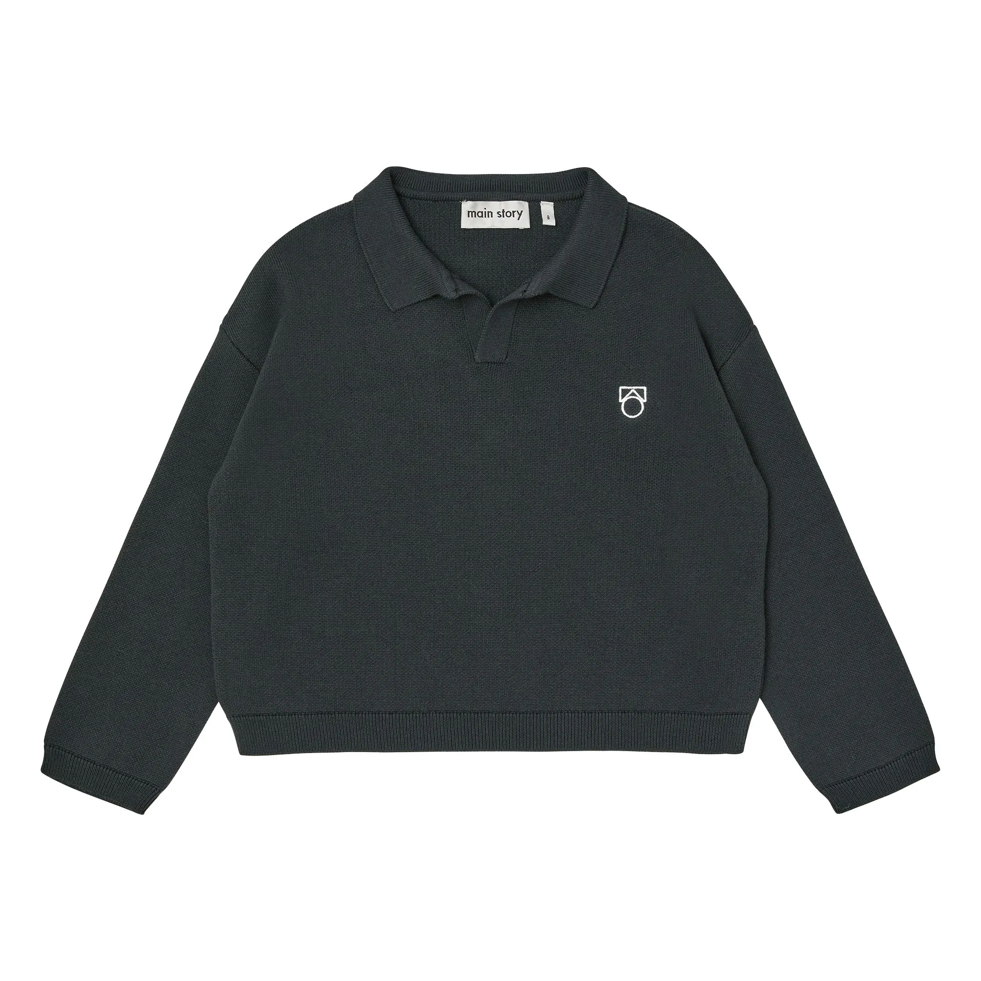 Main Story Black Organic Cotton Polo Sweater