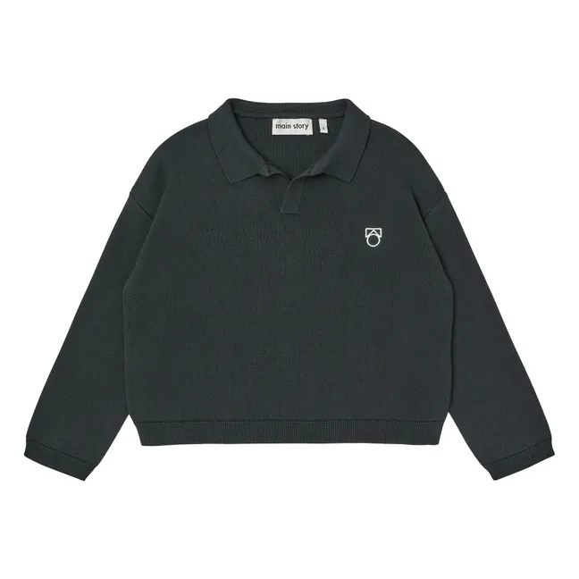 Polo con logotipo de algodón ecológico | Negro