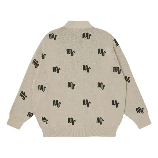 Cardigan Monogramme Coton Bio | Ecru