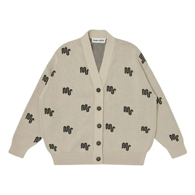 Cardigan Monogramme Coton Bio | Ecru