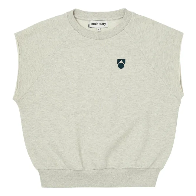 Sweat Sans Manches Coton Bio | Ecru chiné