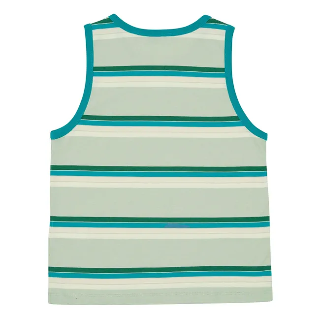 Camiseta de tirantes a rayas Algodón orgánico | Verde Pálido