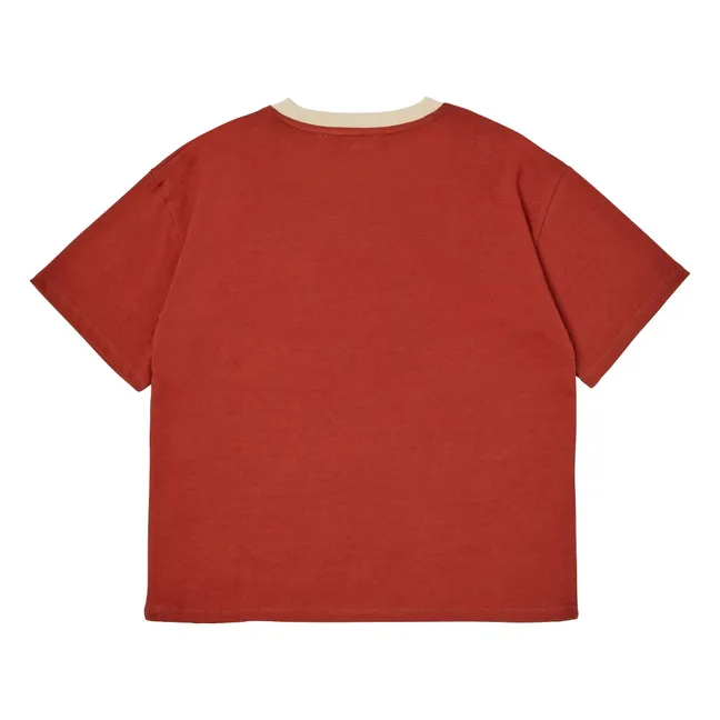Long Logo Organic Cotton T-shirt | Brick red
