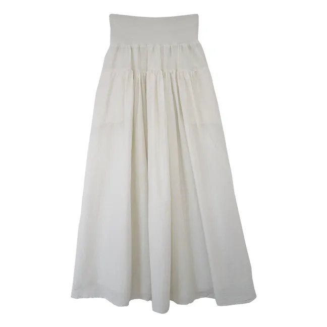 Jupe Charlotte Popeline de Soie et Coton | Blanc