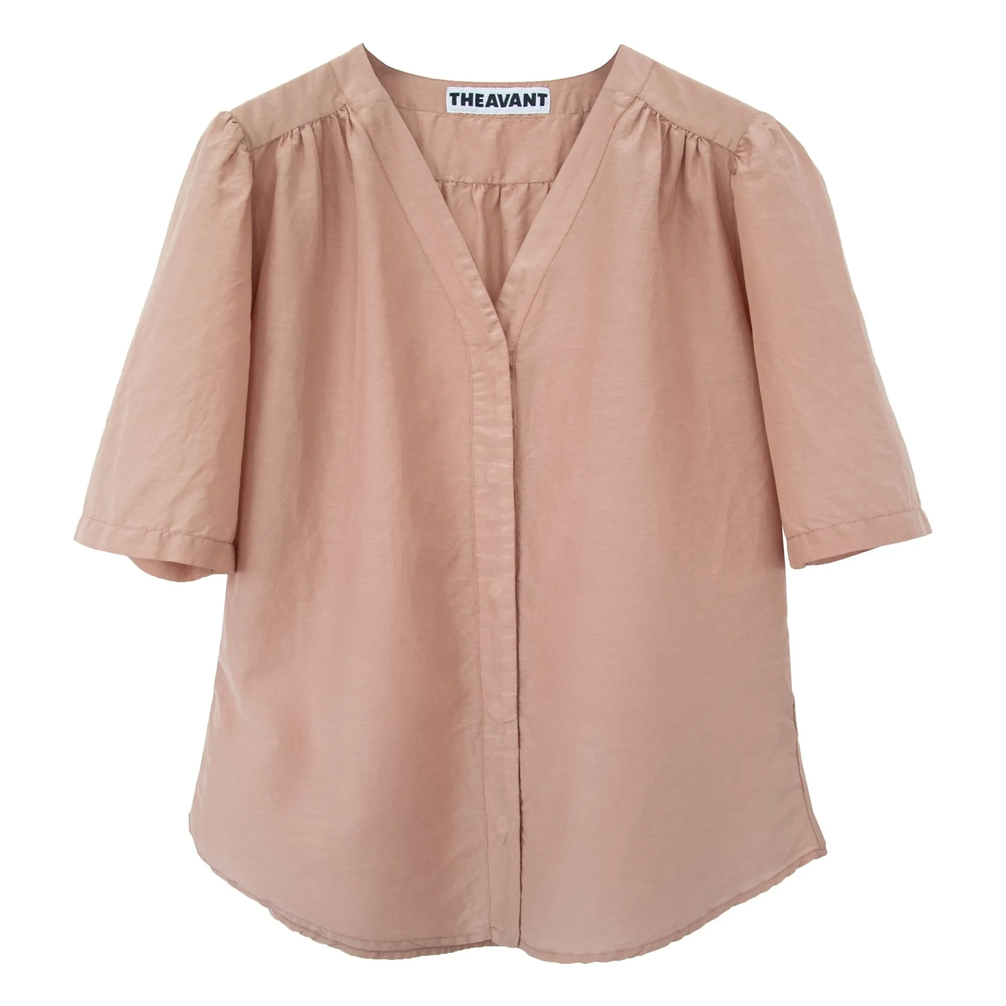 Theavant Beige Blouse Carine Popeline De Soie Et Coton