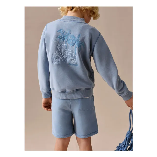 Loreto organic cotton bomber | Azure blue