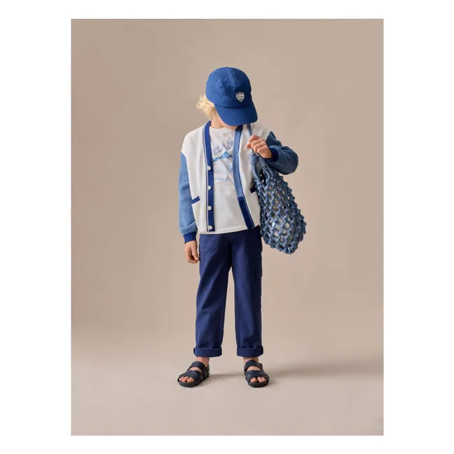 Erle Cap Square Seersucker Fibras Recicladas | Azul índigo