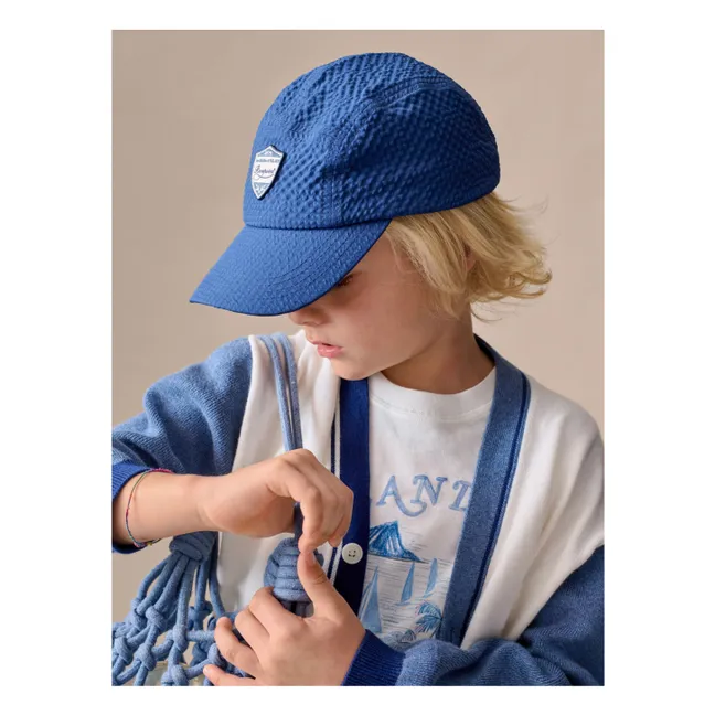 Erle Cap Square Seersucker Fibras Recicladas | Azul índigo