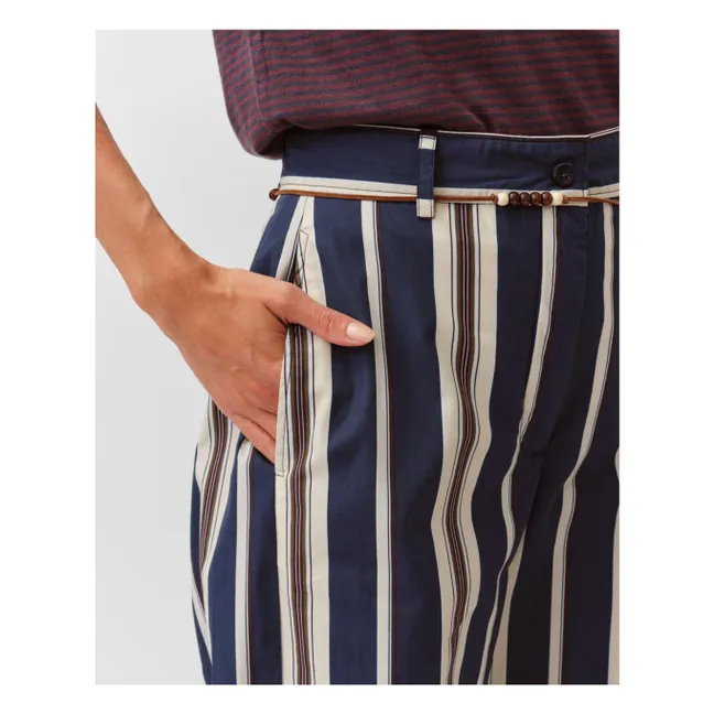 Pimao Striped Pants | Navy blue
