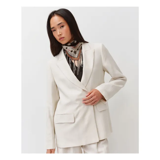 Fareo Silk Scarf | Ecru