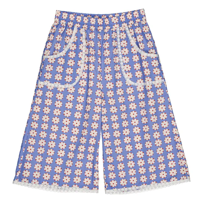 Falda culotte con enredadera de flores | Azul