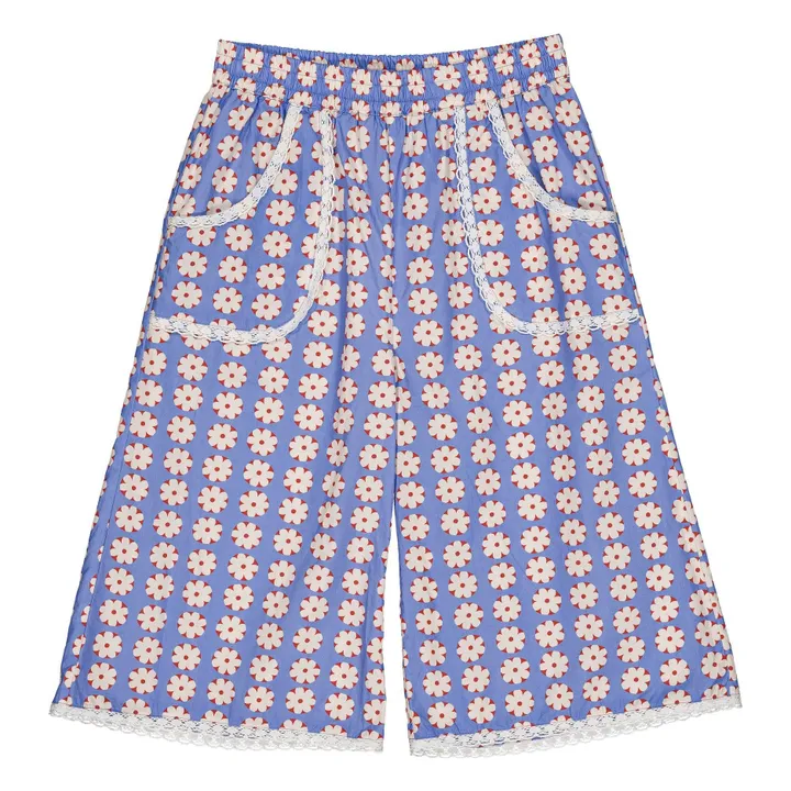 Falda culotte con enredadera de flores | Azul- Imagen del producto n°0