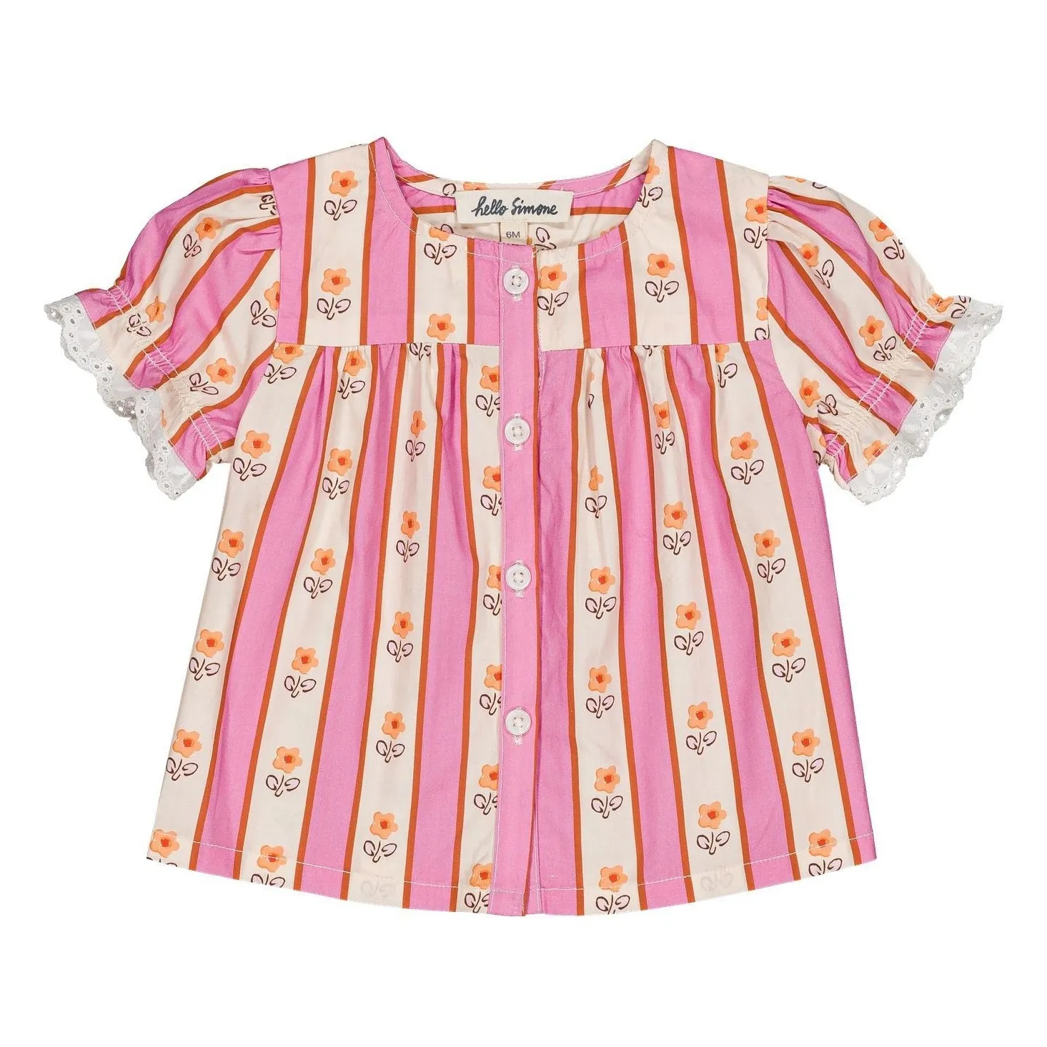 Hello Simone Pink Lana Striped Blouse
