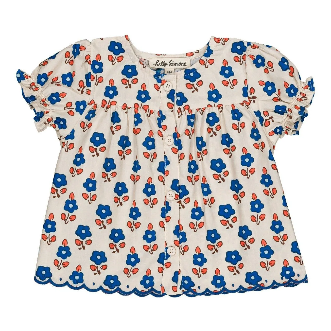 Hello Simone White Lana Fleurie Blouse
