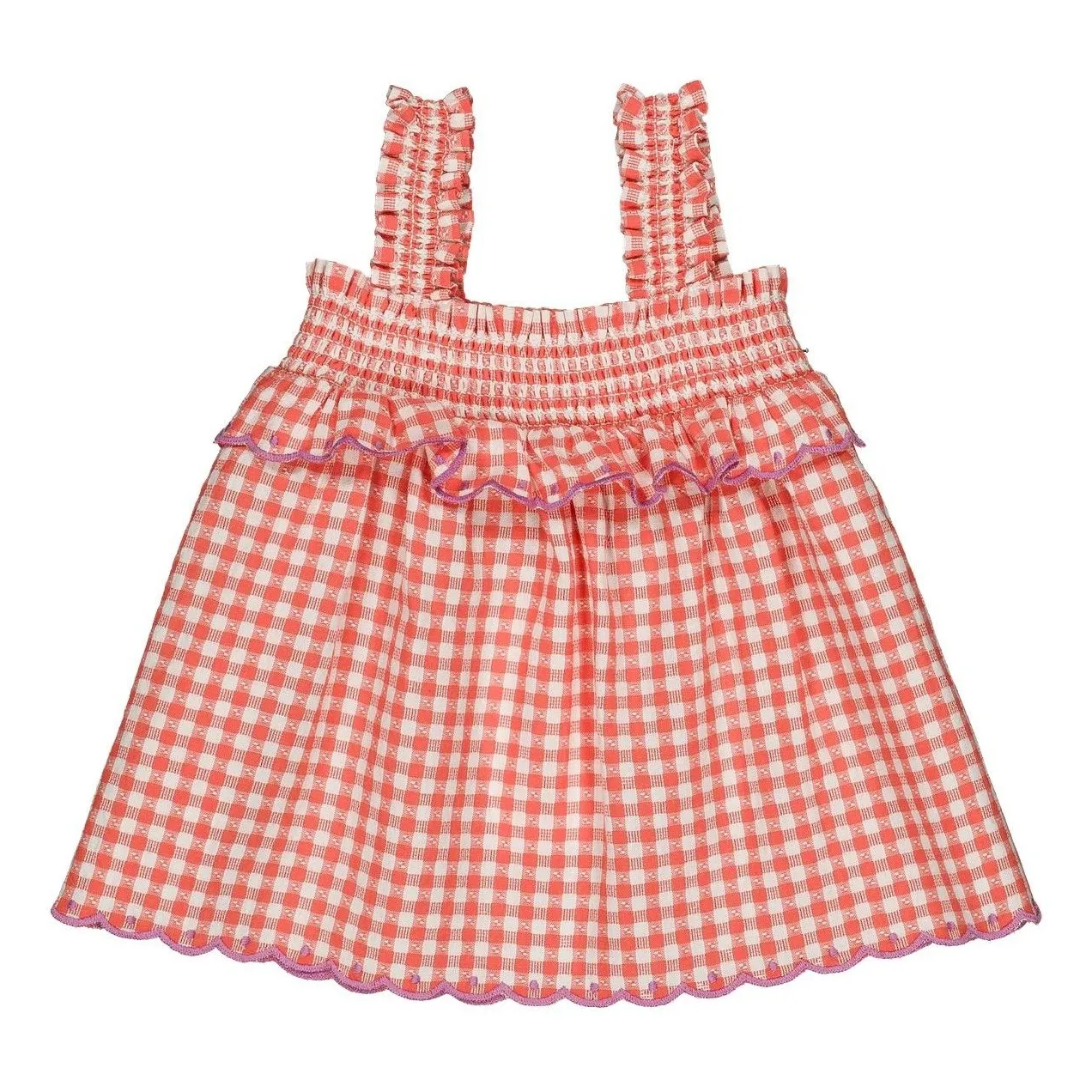 Hello Simone Red Iris Vichy Top