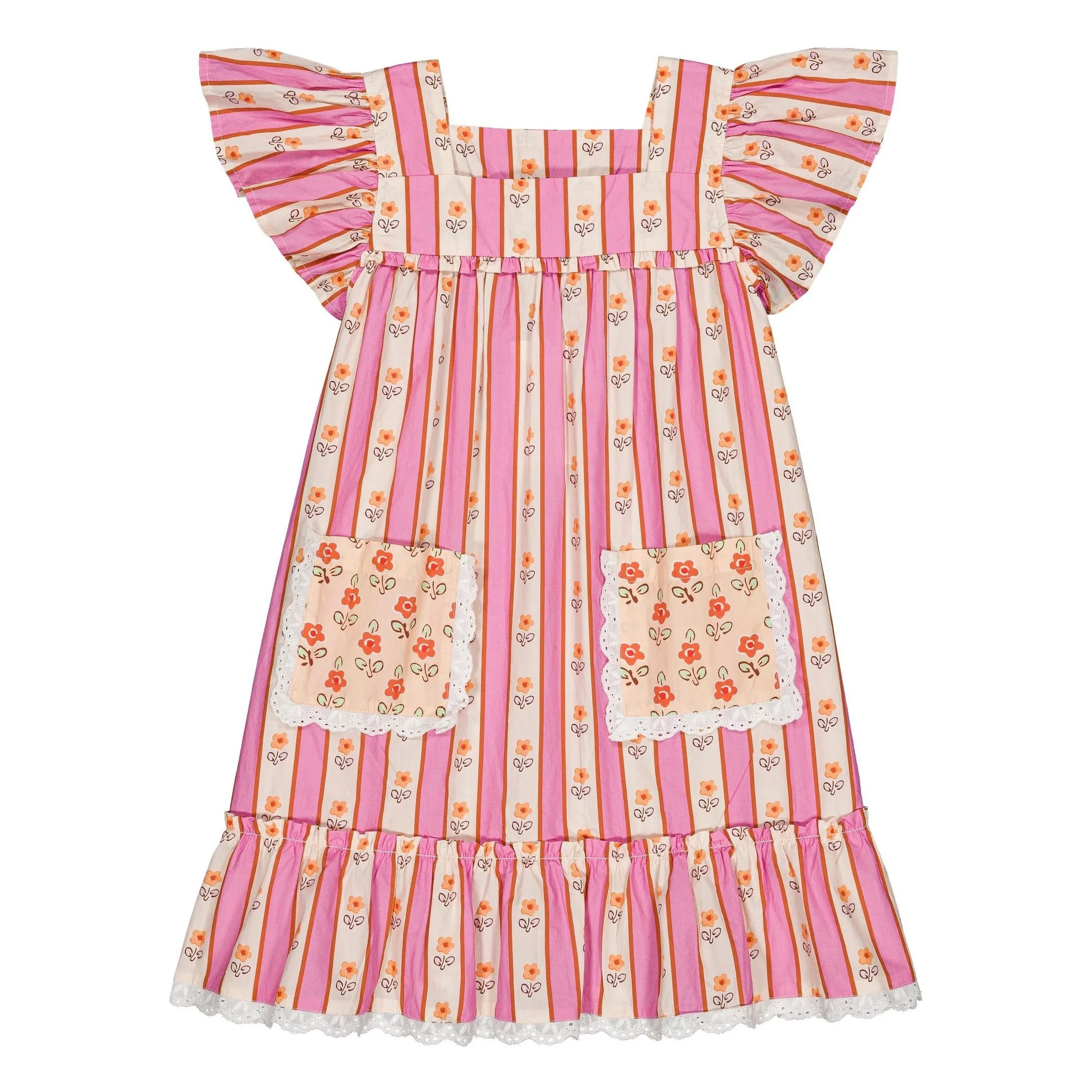 Hello Simone Pink Karinette Striped Dress