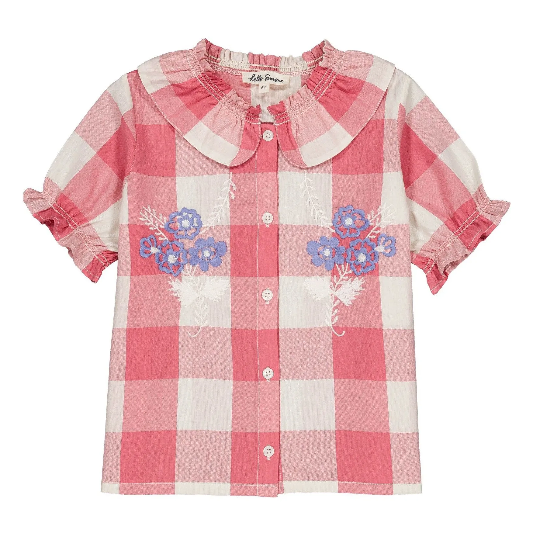Hello Simone Pink Carlina Carreaux Blouse