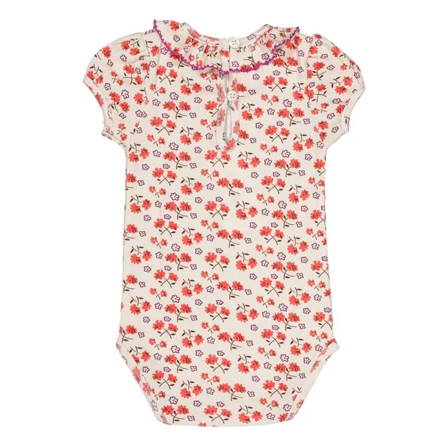 Body de algodón orgánico con flores Perrine | Blanco