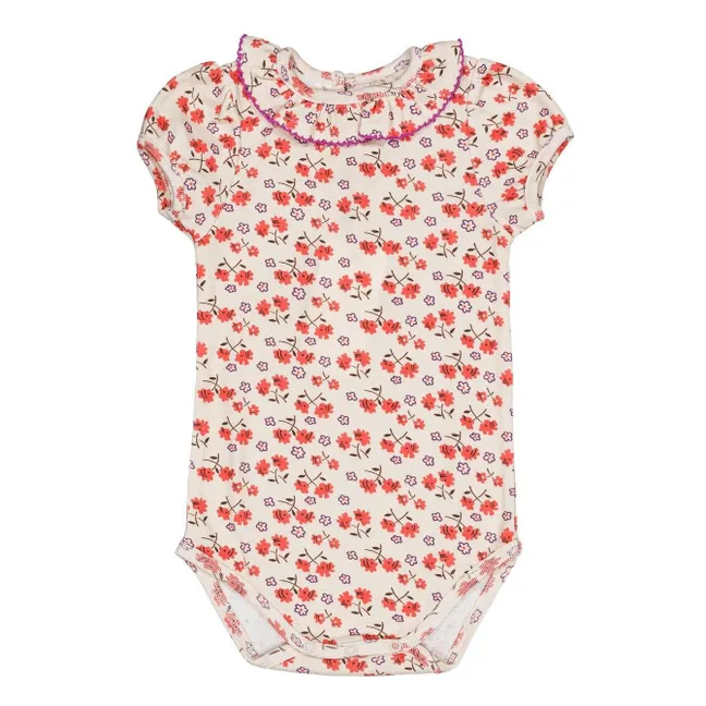 Body de algodón orgánico con flores Perrine | Blanco